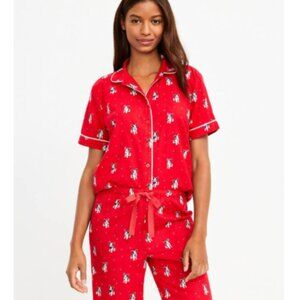 NWT LOFT Sleep Red French Bulldog Pajama Top (Size M)